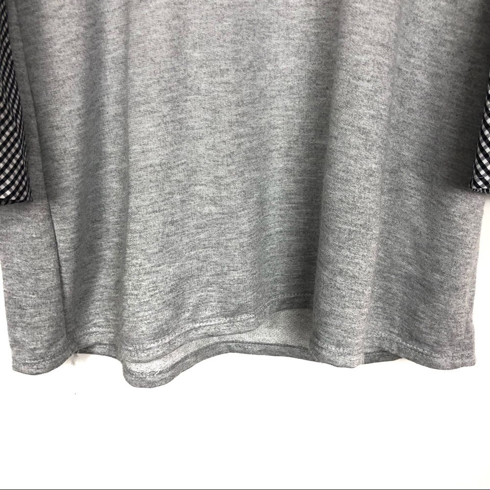 Ny Collection Light Gray Pullover Top Gingham Lg - image 3
